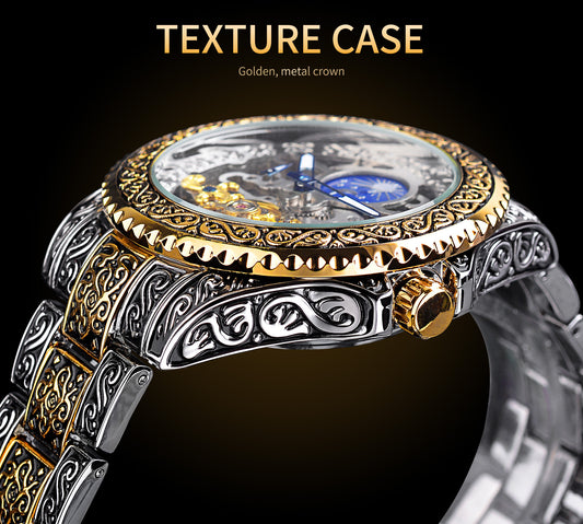 Forsining Skeleton Carved Tourbillon Mechanical Watches Luxury Men's Wristwatch - GM Traders
