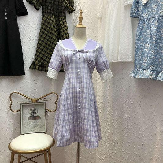 French plaid dress women - GM Traders