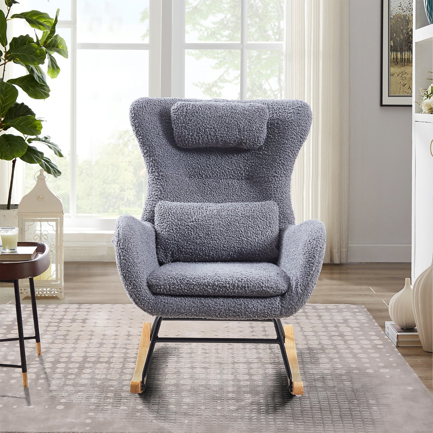 Rocking Chair Nursery, Modern Rocking Chair With High Backrest - GM Traders