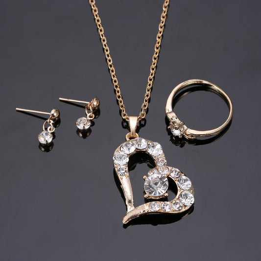 Heart Pendant Jewelry Set Rhinestone Jewellery - GM Traders