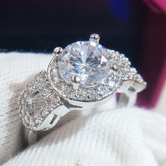 Cross-border exclusive handicraft supply AliExpress best selling high quality inlaid super-flash zircon Platinum trend ring - GM Traders