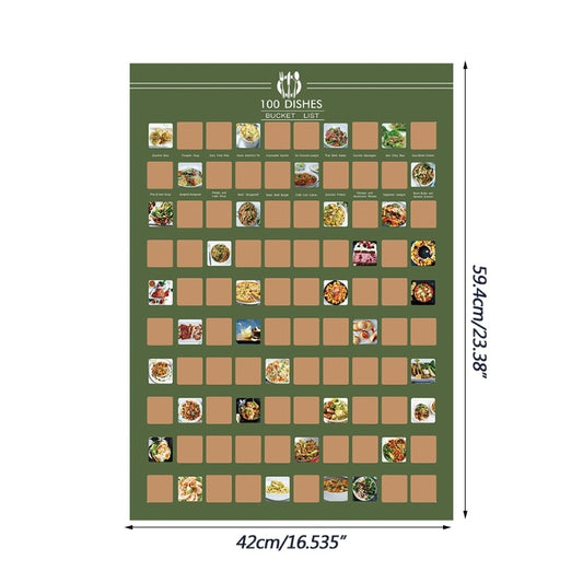 Home Decor 100 Dishes List Scratch Poster