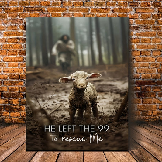 He Left 99 to Save Me – Christian Framed Canvas Wall Art for Home & Living Room