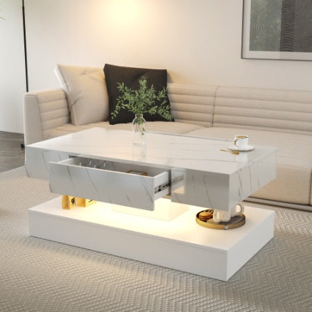 6.93IN High LED Coffee Table,Modern Coffee Table For Living Room,Living Room Tables,Large Living Room Furniture,LED Lights
