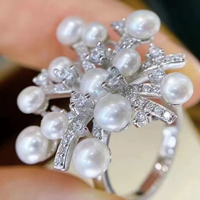 High Quality Pearl Stud Earrings Ring Snowflake Set - GM Traders