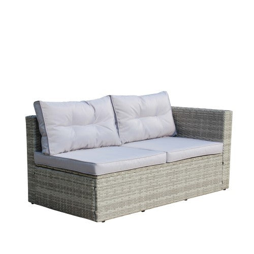 4 Piece Patio Sectional Wicker Rattan Outdoor Furniture Sofa Set With Storage Box Grey - GM Traders