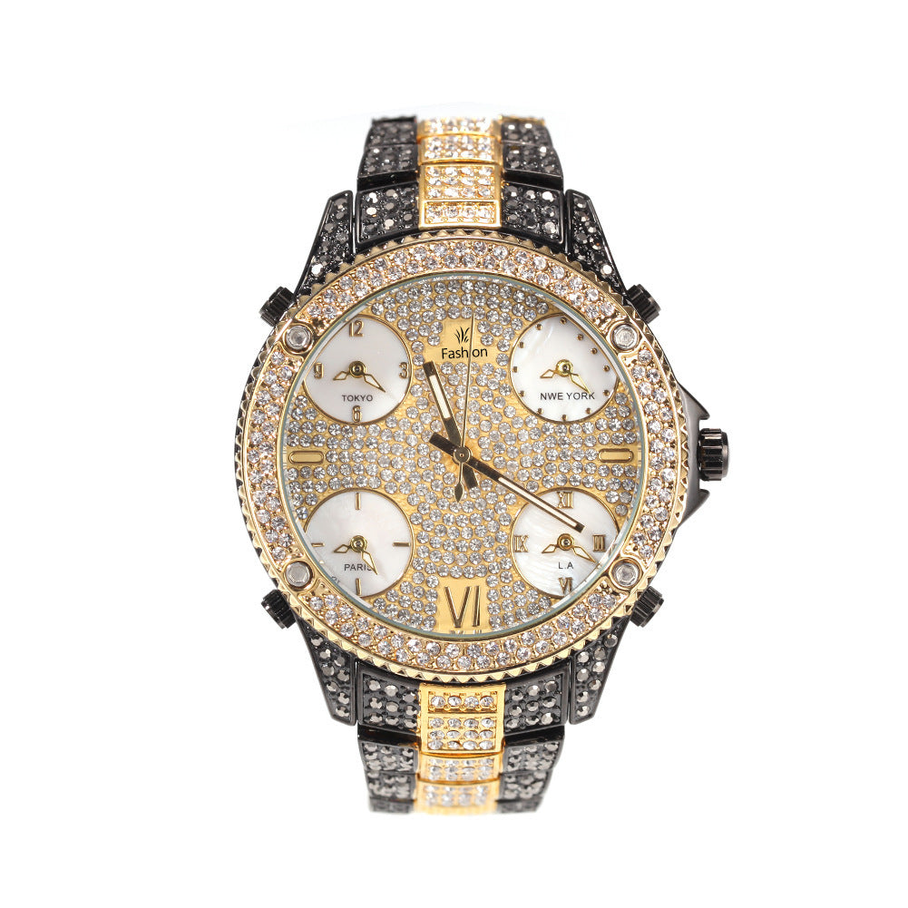 New Full Diamond Large Dial Hip-hop Men's Watches - GM Traders