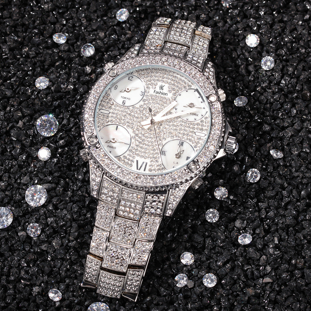 New Full Diamond Large Dial Hip-hop Men's Watches - GM Traders