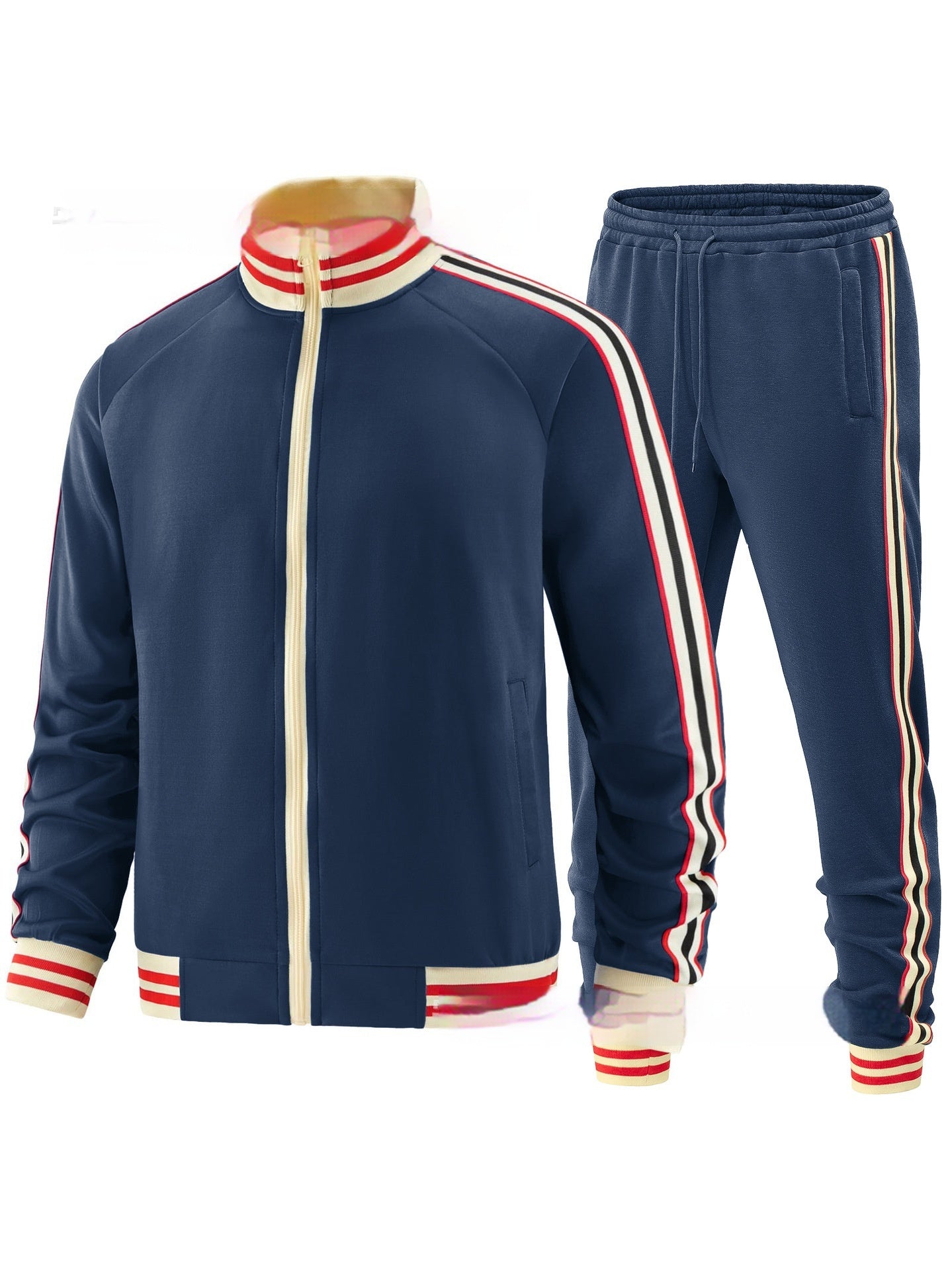 Men’s Color-Block Sports Suit – Casual Two-Piece Jogger Set (Top + Pants) | Winter