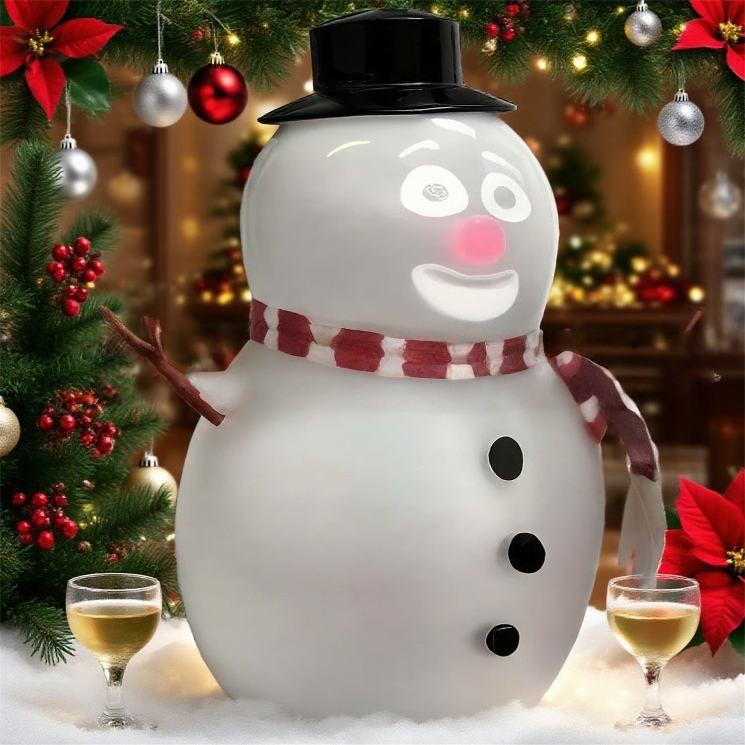 Talking Animated Blink Snowman – Light-Up Eyes, Playful Voice, Christmas Holiday Table Centerpiece Decoration