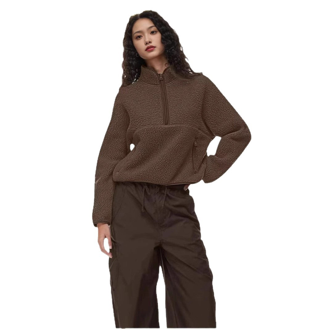 Casual Women's Top Half-zip Loose Sweatshirt | Winter