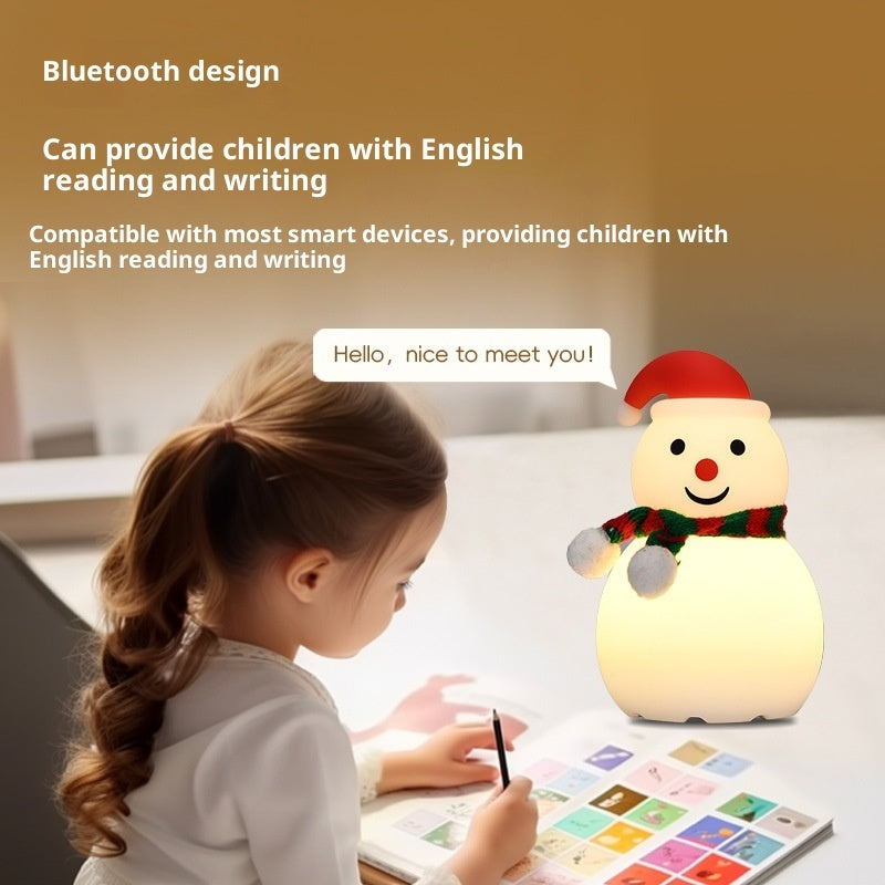 Christmas Snowman Silicone Night Light with Bluetooth Speaker – Soft LED Mini Lamp for Bedroom & Holiday Décor
