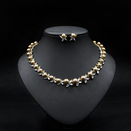 Natural Pearl Necklace Set Elegant Wedding Dinner Item Earrings - GM Traders