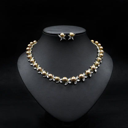 Natural Pearl Necklace Set Elegant Wedding Dinner Item Earrings - GM Traders
