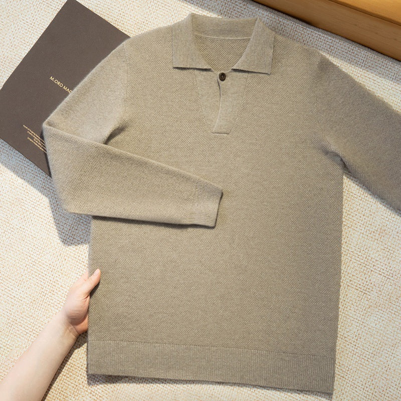 Men’s Lapel Collar Loose Knit Sweater – Casual Winter Fashion Pullover