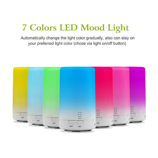 1Pc Mini Cool Mist Humidifier Ultrasonic Aroma Essential Oil Diffuser With 7 Color LED Lights 4 Timer Settings For Office Home Room Vehicle Study Yoga Spa - GM Traders