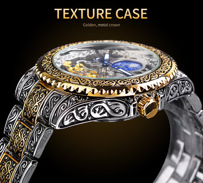 Forsining Skeleton Carved Tourbillon Mechanical Watches Luxury Men's Wristwatch - GM Traders