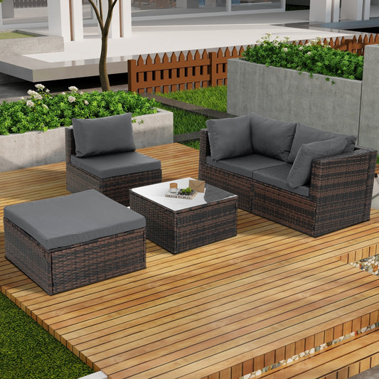 Patio Furniture, Outdoor Furniture, Seasonal PE Wicker Furniture, 5 Set Wicker Furniture With Temper - GM Traders