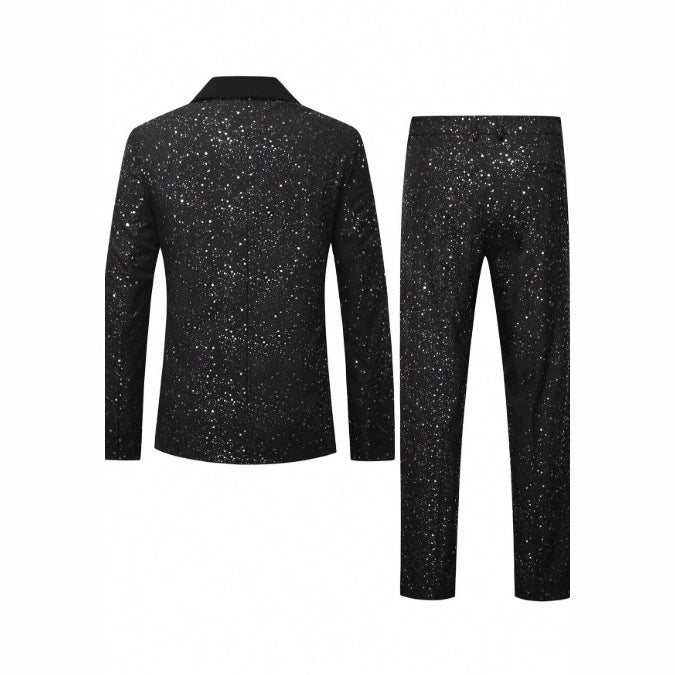 Men’s Shiny Slim Fit Suit Jacket & Pants Set | Elegant Formal Party & Wedding Suit | Winter