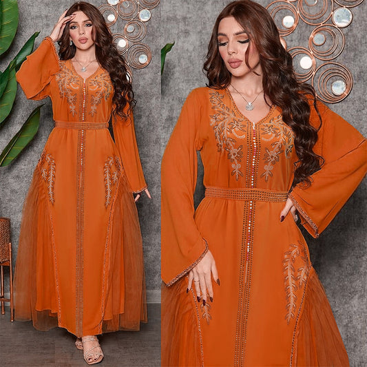Middle East Diamond Beaded Dress Dress Women - GM Traders