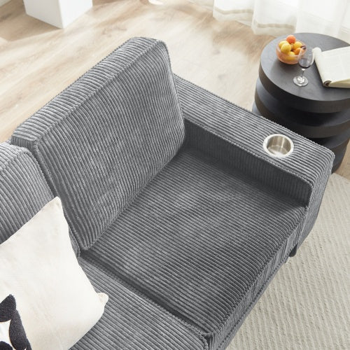 83.86Corduroy Fabric Sofa,Modern Compressed Couch,3-Seater Sofa, Furniture For Living Room,Bedroom,office - GM Traders