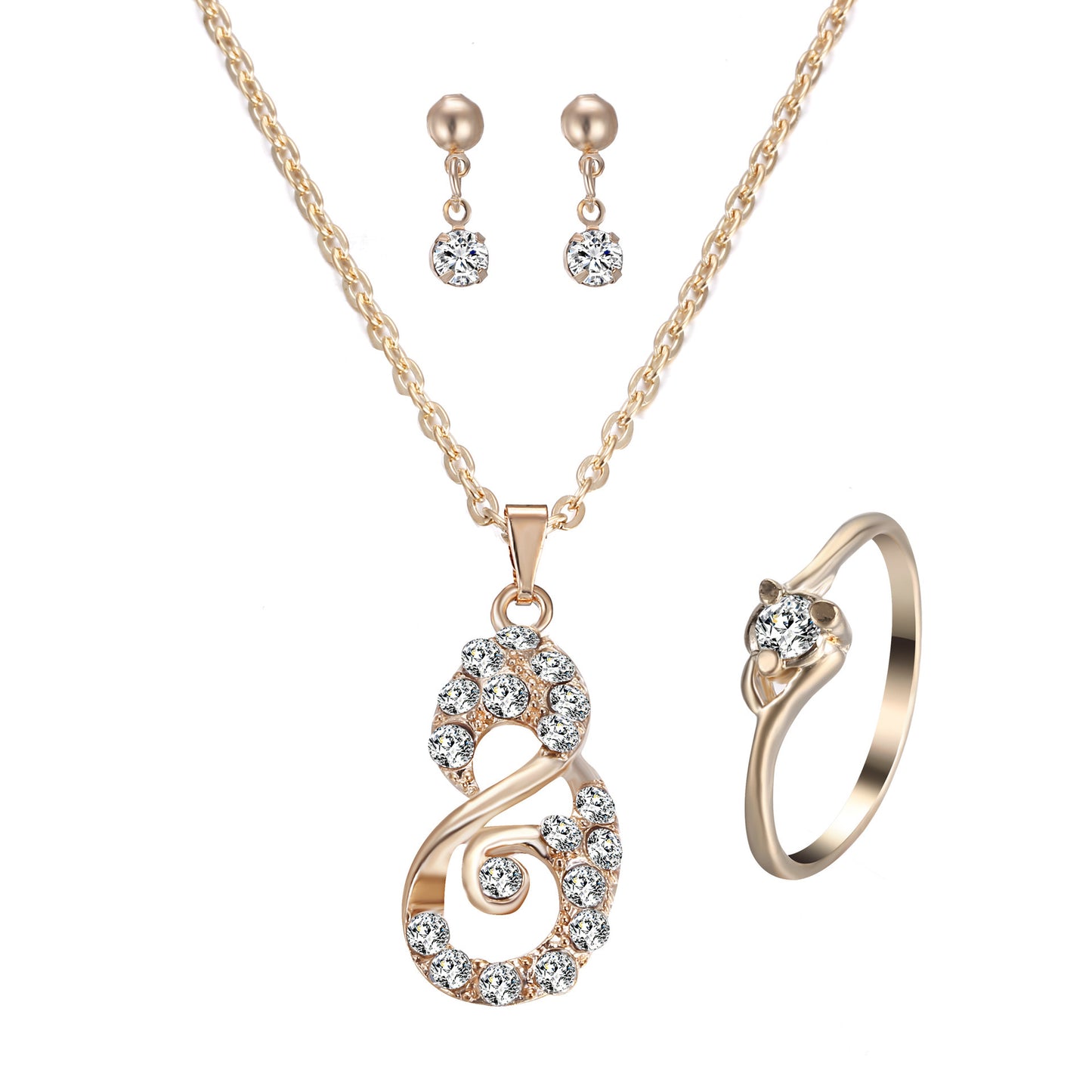Heart Pendant Jewelry Set Rhinestone Jewellery - GM Traders