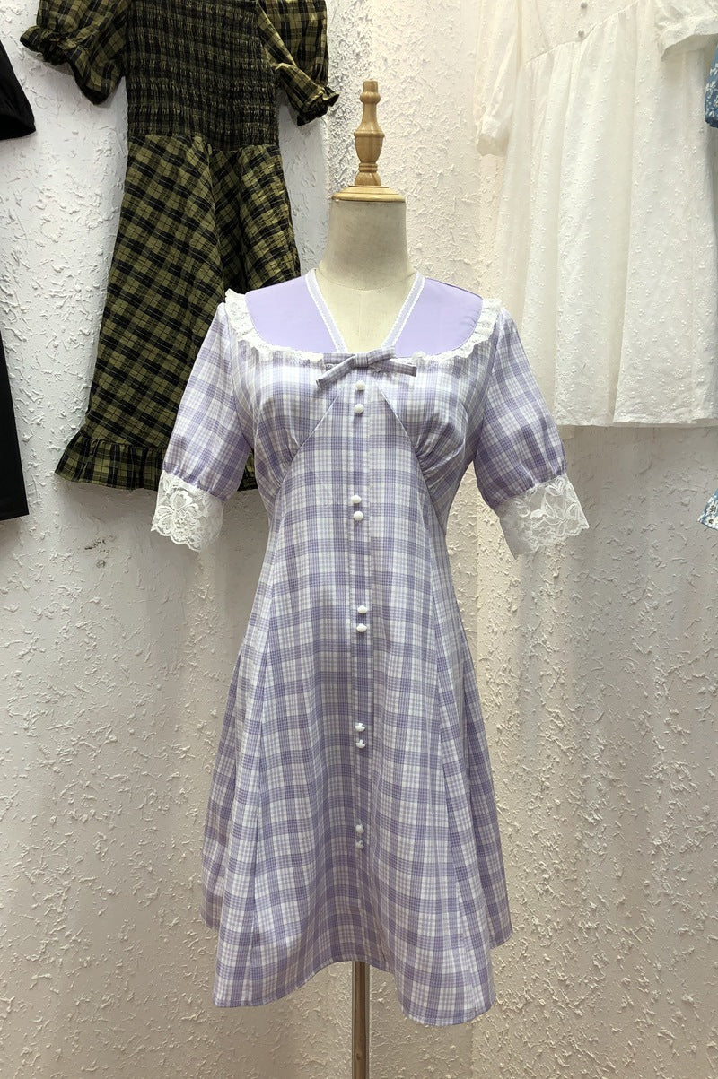 French plaid dress women - GM Traders