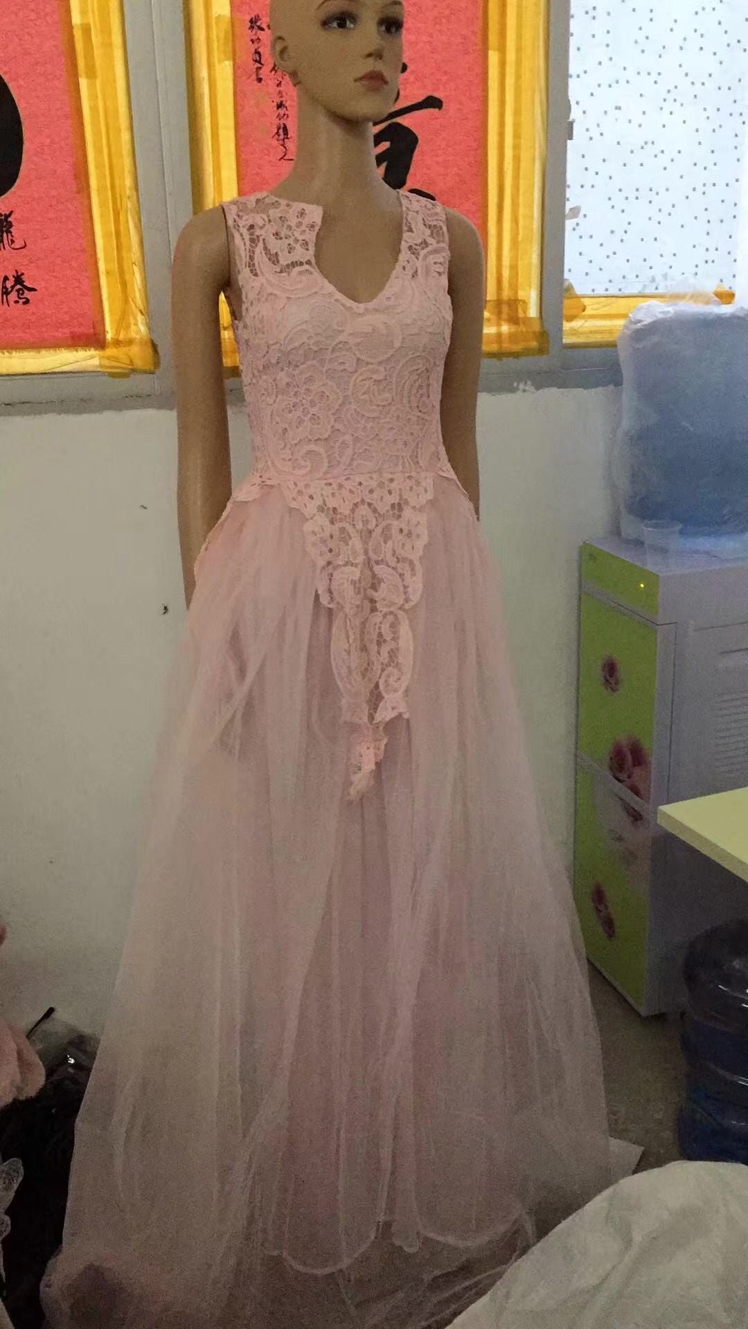 Women Wedding Dress Sleevless Flowers Lace Dress - GM Traders