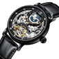 New KINYUED genuine automatic leather men's watch watches hollow mechanical watches travel time accurate - GM Traders