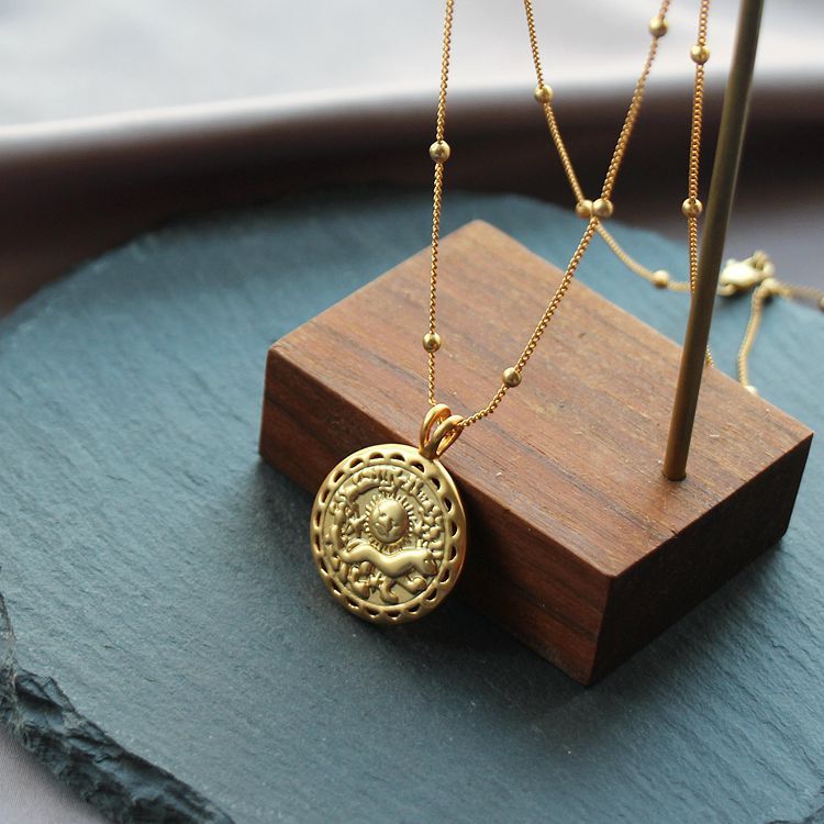 Clavicle chain sweater chain gold coin item coin necklace - GM Traders