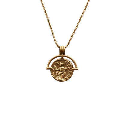 Clavicle chain sweater chain gold coin item coin necklace - GM Traders