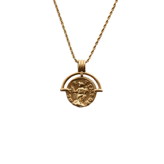 Clavicle chain sweater chain gold coin item coin necklace - GM Traders