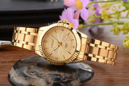 “Men’s & Women's Luxury Gold Watch – Stainless Steel Dress Timepiece” ⌚✨ - GM Traders