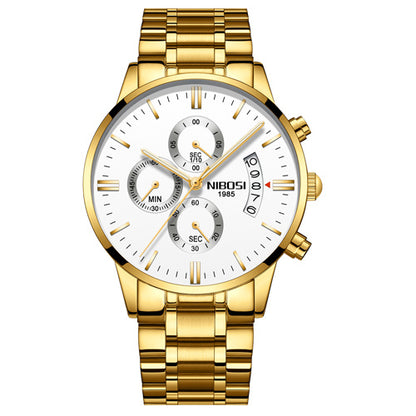Men Watch Chronograph Sport Mens Watches Top Brand Luxury Waterproof Full Steel Quartz Gold Clock Men Relogio Masculino - GM Traders