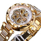 Forsining Mechanical Automatic Ladies Watches Top Brand Luxury Rhinestone Female Wrist Watches Rose Gold Stainless Steel Clock - GM Traders