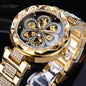Forsining Mechanical Automatic Ladies Watches Top Brand Luxury Rhinestone Female Wrist Watches Rose Gold Stainless Steel Clock - GM Traders