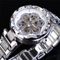 Forsining Mechanical Automatic Ladies Watches Top Brand Luxury Rhinestone Female Wrist Watches Rose Gold Stainless Steel Clock - GM Traders