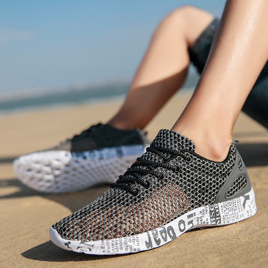 Casual Men's Shoes Breathable Sneakers Match Hollow Lace Board Shoes - GM Traders