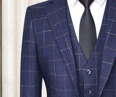 Men’s 3-Piece Plaid Suit – Slim Fit Korean Style for Business & Weddings - GM Traders