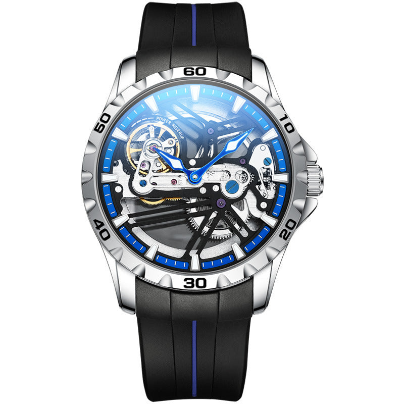 Ailang Watch Manufacturers Directly Supply Fully Automatic Mechanical Watches Vibrato Creative Hollow Men's Watch Generation Silicone Band Watch - GM Traders