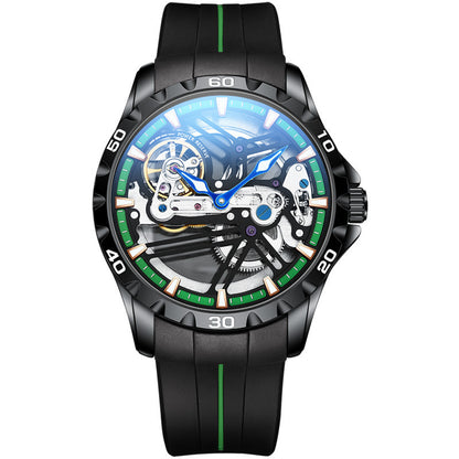 Ailang Watch Manufacturers Directly Supply Fully Automatic Mechanical Watches Vibrato Creative Hollow Men's Watch Generation Silicone Band Watch - GM Traders