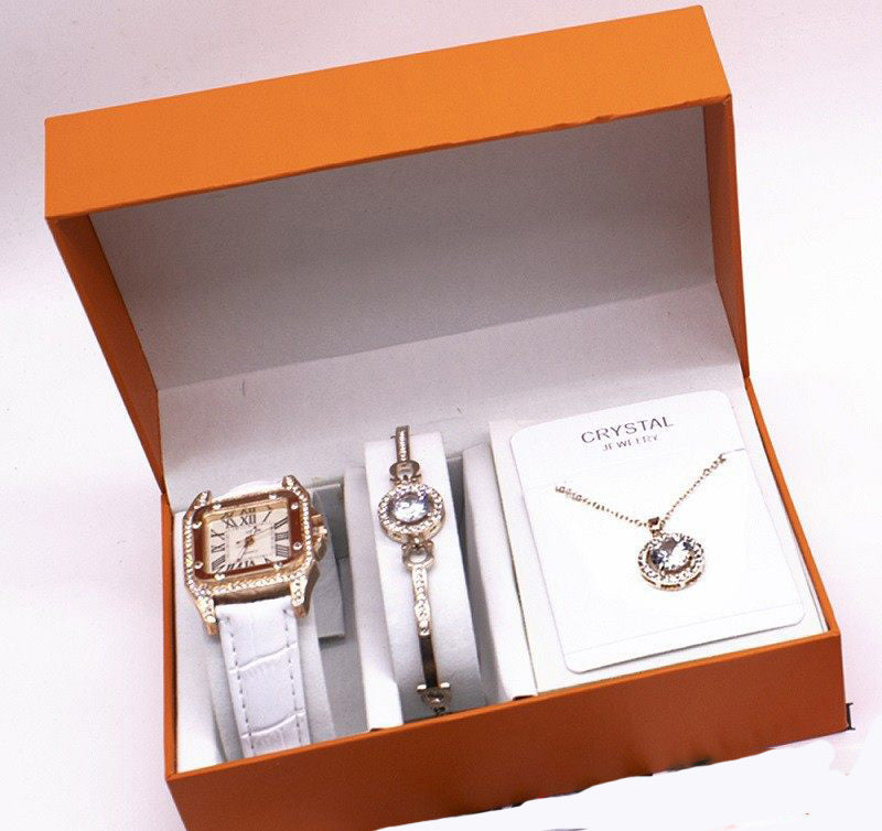 “Women’s Watch & Jewelry Set – Necklace, Bracelet & Wristwatch Combo” ⌚✨ - GM Traders