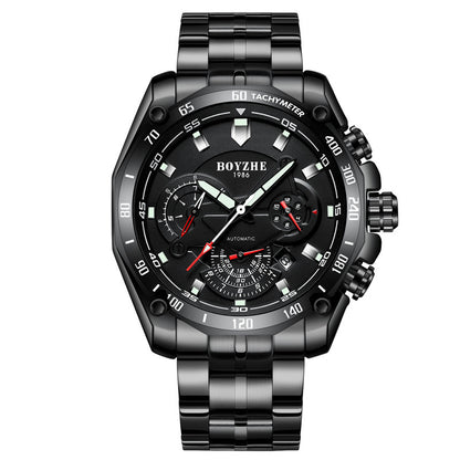 BOYZHE Certified Brand Watch Steel Belt Week Display Luminous Waterproof Fashion Sports Men Mechanical Watches - GM Traders
