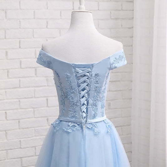 Women’s Long Blue Bridesmaid Dress – One-Shoulder Evening Gown - GM Traders