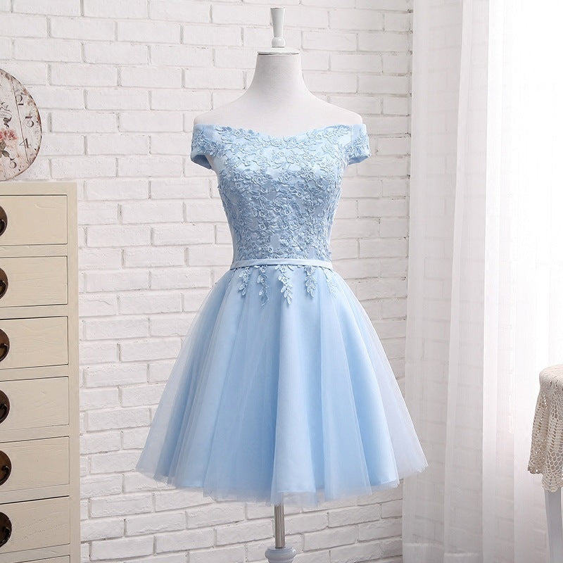 Women’s Long Blue Bridesmaid Dress – One-Shoulder Evening Gown - GM Traders