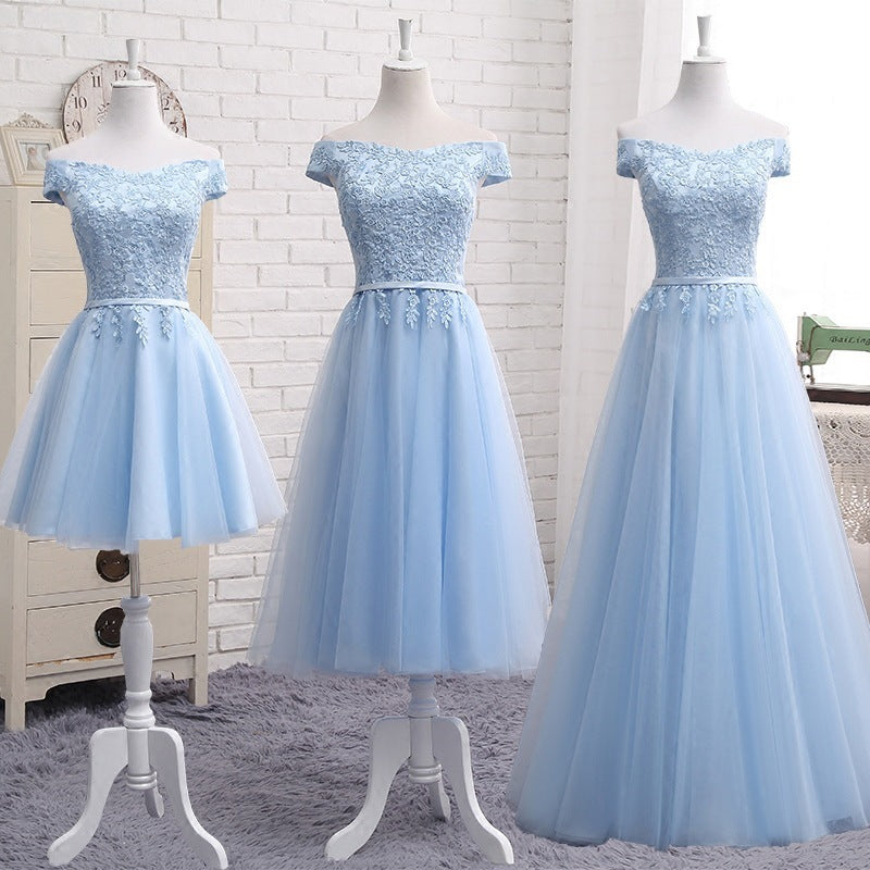 Women’s Long Blue Bridesmaid Dress – One-Shoulder Evening Gown - GM Traders