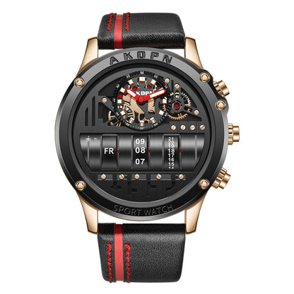 Uniquex Men Wrist Watches Leather Black Silver Creative - GM Traders