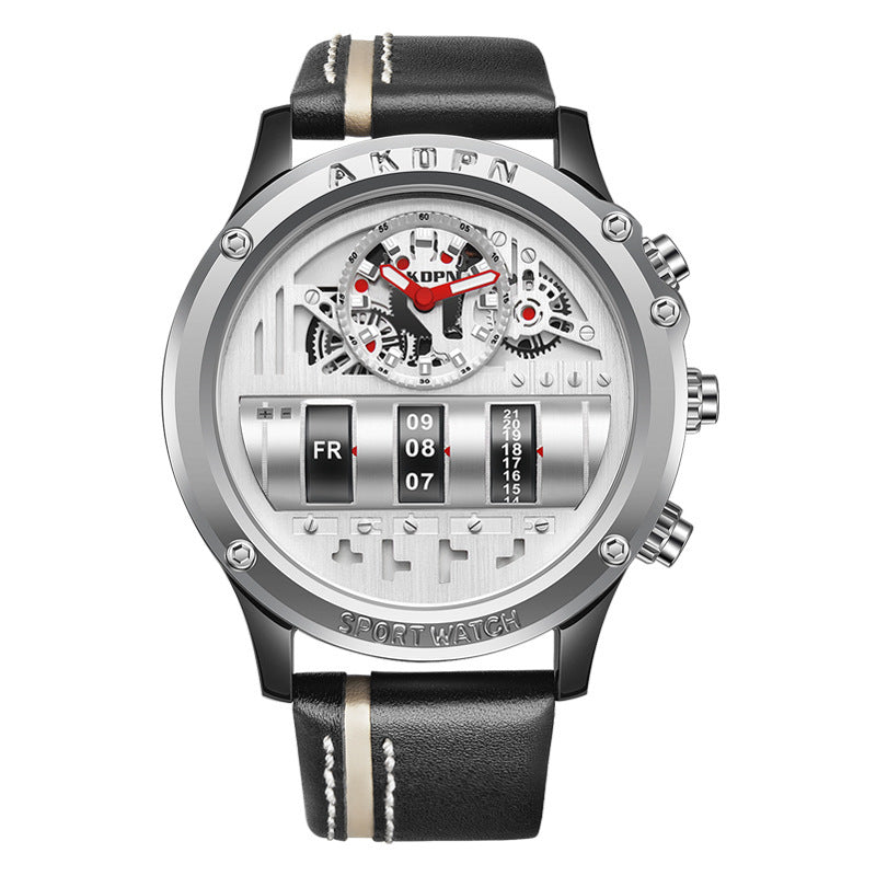 Uniquex Men Wrist Watches Leather Black Silver Creative - GM Traders