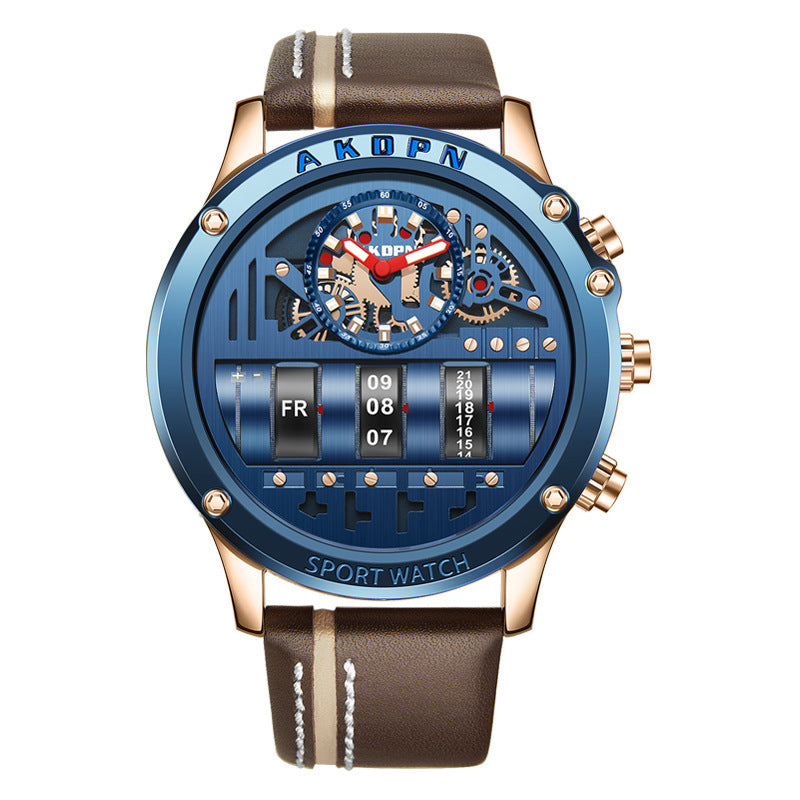Uniquex Men Wrist Watches Leather Black Silver Creative - GM Traders