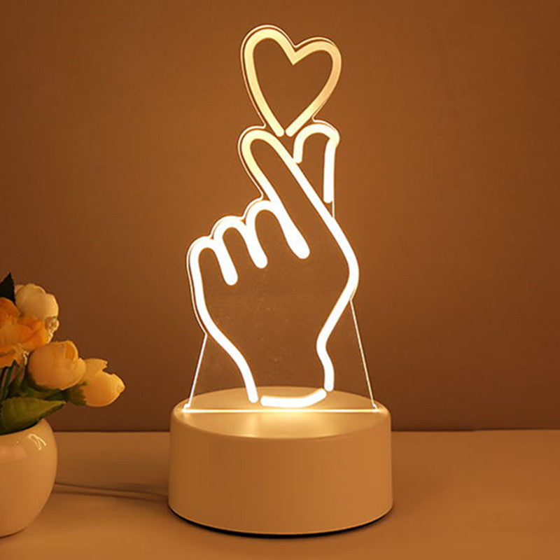 3D Illusion Acrylic USB LED Night Light Lamp - Xmas Home Decor & Valentine's Day Gift